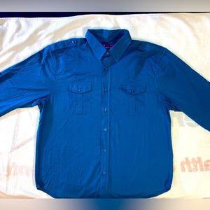 Pre Owned Bruno Long Sleeve Button Down Button Up Casual Shirt, XL, Blue